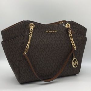 MICHAEL KORS LG CHAIN SHLDR TOTE BROWN 35F8GTVE7B